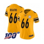 Women's Pittsburgh Steelers #66 David DeCastro Limited Gold Inverted Legend 100th Season Football Jersey