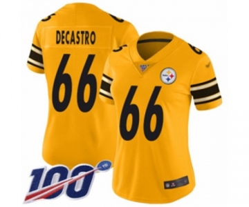 Women's Pittsburgh Steelers #66 David DeCastro Limited Gold Inverted Legend 100th Season Football Jersey