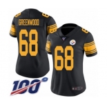 Women's Pittsburgh Steelers #68 L.C. Greenwood Limited Black Rush Vapor Untouchable 100th Season Football Jersey