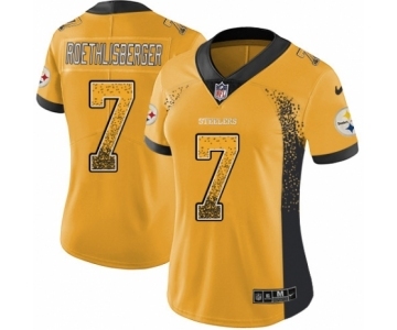 Women's Pittsburgh Steelers #7 Ben Roethlisberger Gold Rush Drift Fashion Football Jersey