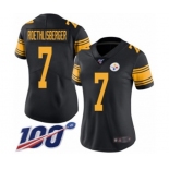 Women's Pittsburgh Steelers #7 Ben Roethlisberger Limited Black Rush Vapor Untouchable 100th Season Football Jersey