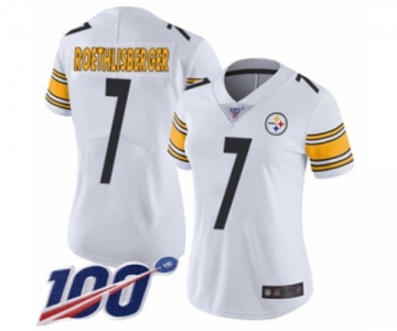 Women's Pittsburgh Steelers #7 Ben Roethlisberger White Vapor Untouchable Limited Player 100th Season Football Jersey