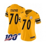 Women's Pittsburgh Steelers #70 Ernie Stautner Limited Gold Inverted Legend 100th Season Football Jersey