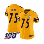 Women's Pittsburgh Steelers #75 Joe Greene Limited Gold Inverted Legend 100th Season Football Jersey