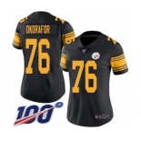 Women's Pittsburgh Steelers #76 Chukwuma Okorafor Limited Black Rush Vapor Untouchable 100th Season Football Jersey