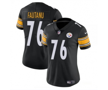 Women's Pittsburgh Steelers #76 Troy Fautanu 2024 Draft Black Vapor Football Stitched Jersey