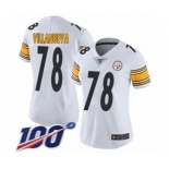 Women's Pittsburgh Steelers #78 Alejandro Villanueva White Vapor Untouchable Limited Player 100th Season Football Jersey