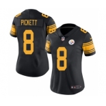 Women's Pittsburgh Steelers #8 Kenny Pickett Black Color Rush Limited Stitched Jersey(Run Small)