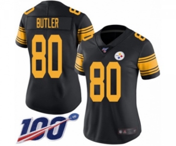 Women's Pittsburgh Steelers #80 Jack Butler Limited Black Rush Vapor Untouchable 100th Season Football Jersey