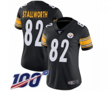 Women's Pittsburgh Steelers #82 John Stallworth Black Team Color Vapor Untouchable Limited Player 100th Season Football Jersey