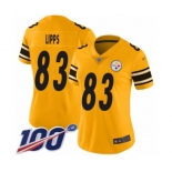 Women's Pittsburgh Steelers #83 Louis Lipps Limited Gold Inverted Legend 100th Season Football Jersey