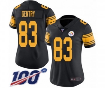 Women's Pittsburgh Steelers #83 Zach Gentry Limited Black Rush Vapor Untouchable 100th Season Football Jersey