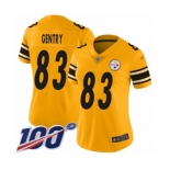 Women's Pittsburgh Steelers #83 Zach Gentry Limited Gold Inverted Legend 100th Season Football Jersey