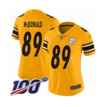 Women's Pittsburgh Steelers #89 Vance McDonald Limited Gold Inverted Legend 100th Season Football Jersey