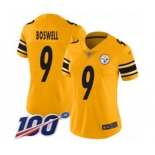 Women's Pittsburgh Steelers #9 Chris Boswell Limited Gold Inverted Legend 100th Season Football Jersey