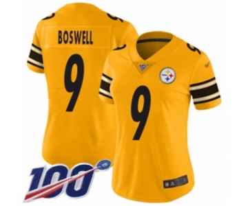 Women's Pittsburgh Steelers #9 Chris Boswell Limited Gold Inverted Legend 100th Season Football Jersey