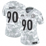 Women's Pittsburgh Steelers #90 T. J. Watt 2024 F.U.S.E Arctic Camo Salute To Service Limited Stitched Football Jersey