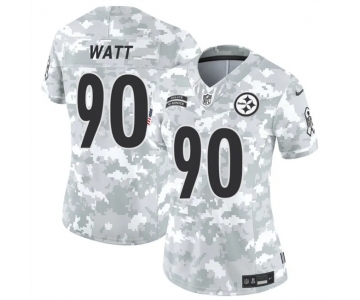 Women's Pittsburgh Steelers #90 T. J. Watt 2024 F.U.S.E Arctic Camo Salute To Service Limited Stitched Football Jersey