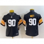 Women's Pittsburgh Steelers #90 T. J. Watt Black 2023 F.U.S.E. Stitched Jersey