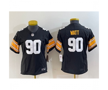 Women's Pittsburgh Steelers #90 T. J. Watt Black 2023 F.U.S.E. Stitched Jersey