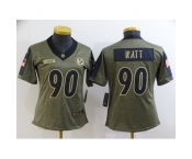 Women's Pittsburgh Steelers #90 T. J. Watt Nike Olive 2021 Salute To Service Limited Player Jersey