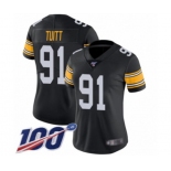 Women's Pittsburgh Steelers #91 Stephon Tuitt Black Alternate Vapor Untouchable Limited Player 100th Season Football Jersey