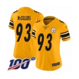 Women's Pittsburgh Steelers #93 Dan McCullers Limited Gold Inverted Legend 100th Season Football Jersey