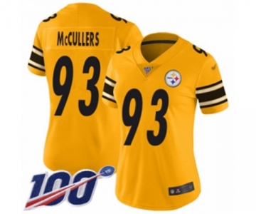 Women's Pittsburgh Steelers #93 Dan McCullers Limited Gold Inverted Legend 100th Season Football Jersey