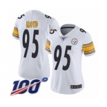 Women's Pittsburgh Steelers #95 Greg Lloyd White Vapor Untouchable Limited Player 100th Season Football Jersey