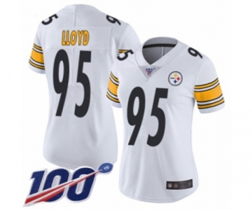 Women's Pittsburgh Steelers #95 Greg Lloyd White Vapor Untouchable Limited Player 100th Season Football Jersey