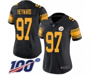 Women's Pittsburgh Steelers #97 Cameron Heyward Limited Black Rush Vapor Untouchable 100th Season Football Jersey