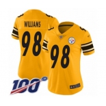 Women's Pittsburgh Steelers #98 Vince Williams Limited Gold Inverted Legend 100th Season Football Jersey