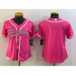 Women's Pittsburgh Steelers Blank Pink With Patch Cool Base Stitched Baseball Jersey