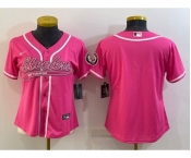 Women's Pittsburgh Steelers Blank Pink With Patch Cool Base Stitched Baseball Jersey