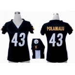 nike women jerseys pittsburgh steelers #43 polamalu black[draft him ii top]