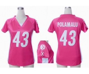 nike women jerseys pittsburgh steelers #43 polamalu pink[draft him ii top]