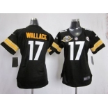 nike women nfl jerseys pittsburgh steelers #17 wallace black[80 anniversary patch]