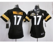 nike women nfl jerseys pittsburgh steelers #17 wallace black[80 anniversary patch]