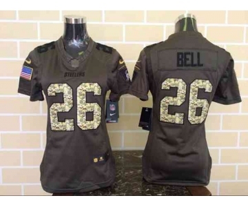 nike women nfl jerseys pittsburgh steelers #26 bell army green[nike Limited Salute To Service]