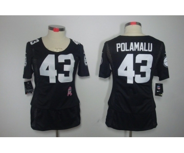 nike women nfl jerseys pittsburgh steelers #43 polamalu black[breast cancer awareness]