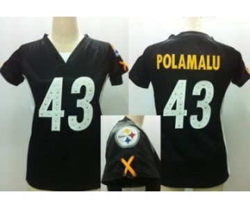 nike women nfl jerseys pittsburgh steelers #43 polamalu black[draft him ii top]