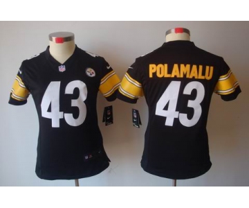 nike women nfl jerseys pittsburgh steelers #43 polamalu black[nike limited]