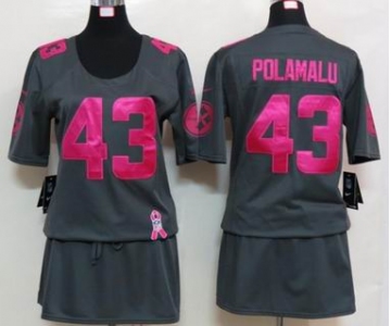 nike women nfl jerseys pittsburgh steelers #43 polamalu dk.grey[breast cancer awareness]