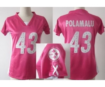 nike women nfl jerseys pittsburgh steelers #43 polamalu pink[draft him ii top]