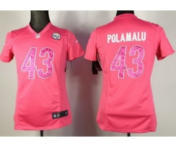 nike women nfl jerseys pittsburgh steelers #43 polamalu pink[nike]