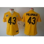 nike women nfl jerseys pittsburgh steelers #43 polamalu yellow[80th nike limited]