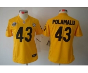 nike women nfl jerseys pittsburgh steelers #43 polamalu yellow[80th nike limited]