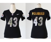 nike women nfl jerseys pittsburgh steelers #43 troy polamalu black[刺绣亮片]