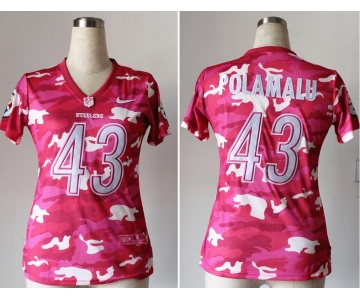 nike women nfl jerseys pittsburgh steelers #43 troy polamalu pink[fashion camo]