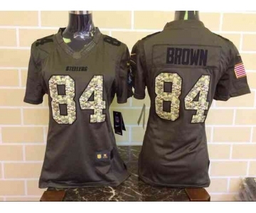 nike women nfl jerseys pittsburgh steelers #84 brown army green[nike Limited Salute To Service]